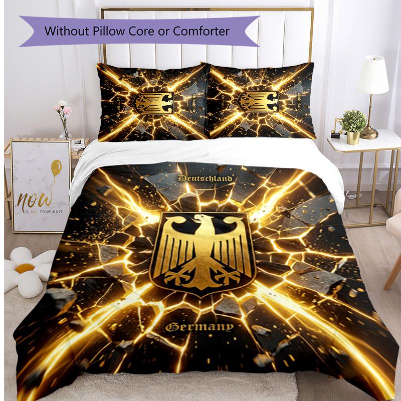 Germany Football Printed Bedding 3 Piece Set Cozy Breathable Bed Cover Set as Housewarming Holiday Gift