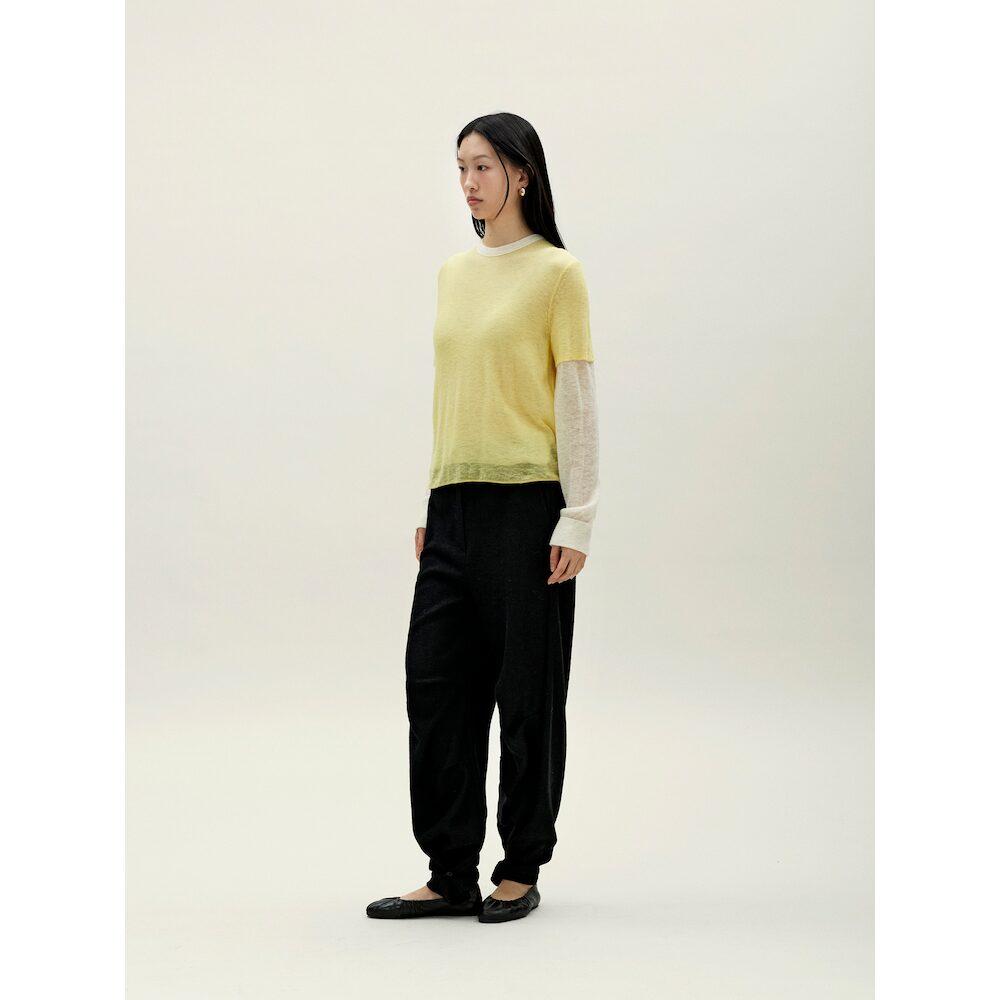 Anggae Layered Two Tone Sweatshirt Lemon
