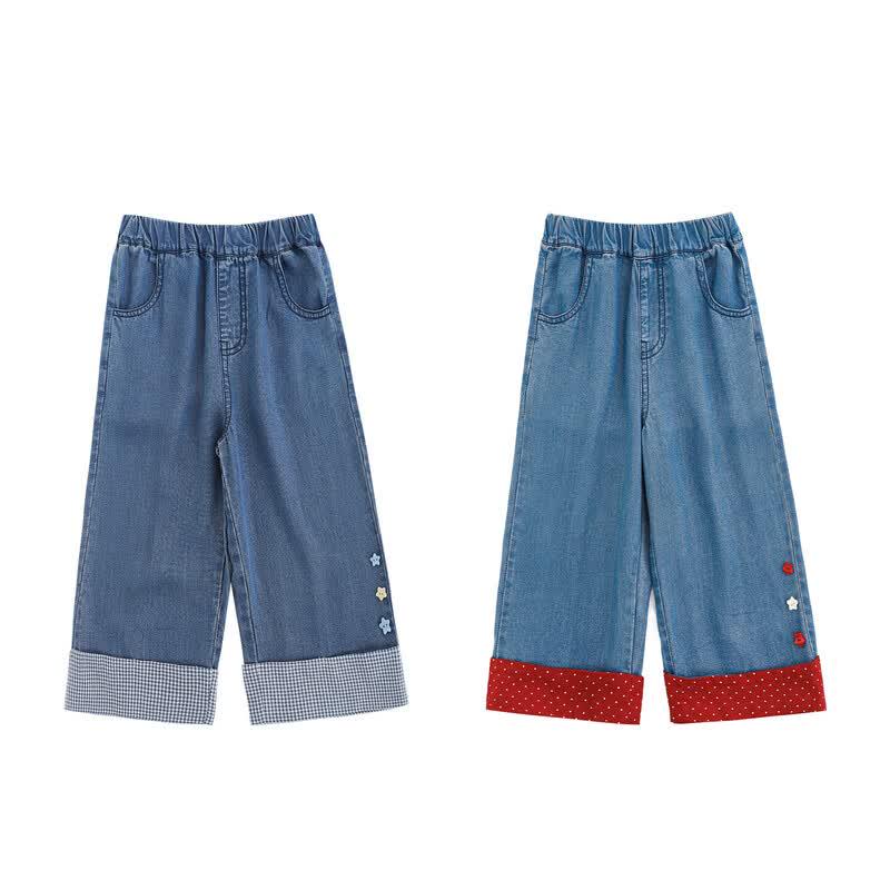 Yoyoo Girls' Lightweight Cuffed Lyocell Blend Cropped Jeans