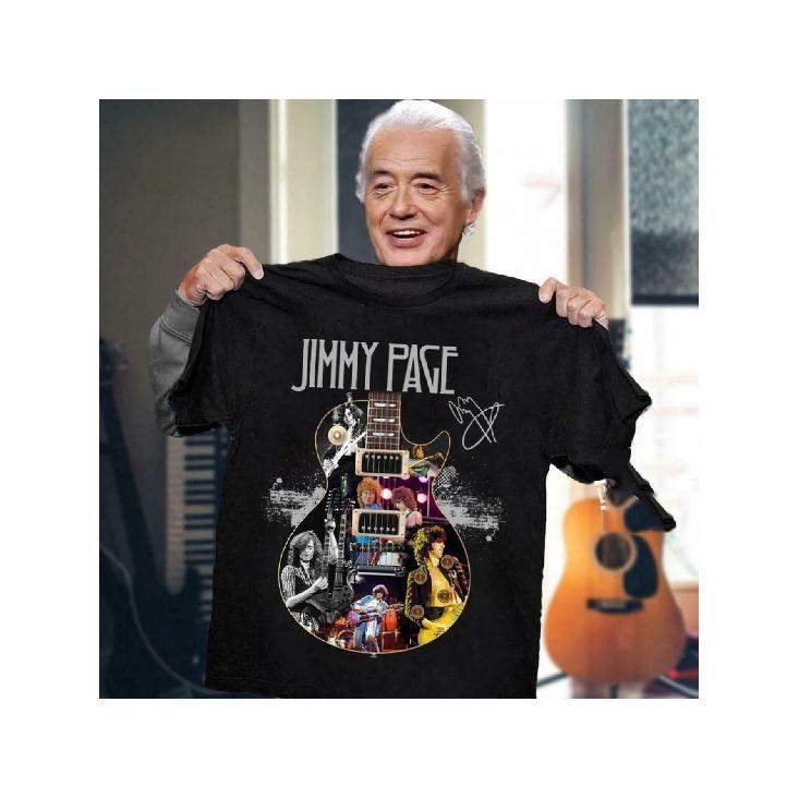 Jimmy Page Retro T-Shirt - Classic Black Band Tee with Guitar Graphic, Soft & Comfortable Fabric, Round Neck, Perfect for Casual Wear or Gift, S чёрный