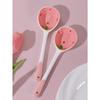Pink Strawberry Ceramic Spoon Long-Handled Soup Spoon Houseware Spoon Dessert Spoon Set,Kitchen