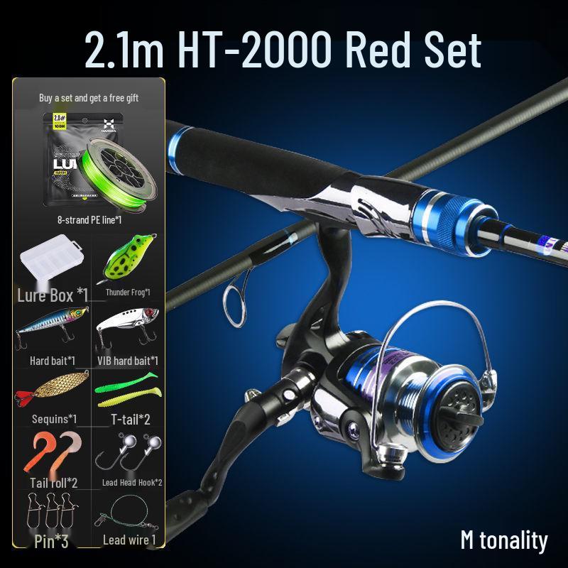 Hasda Carbon Fishing Rod & Reel Set - Straight Handle, Long Cast Metal Spinning Reel, Ideal for Beginners