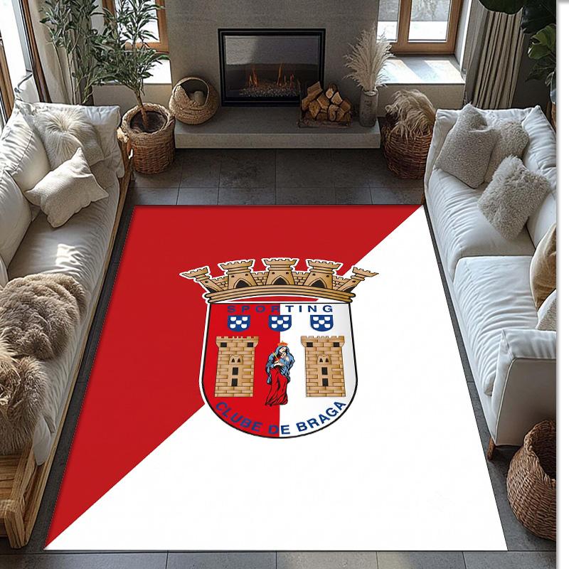 Braga FC Soccer Football Pattern Soft Area Rug Non Slip Indoor Floor Carpet Sports Decor Mat for Bedroom