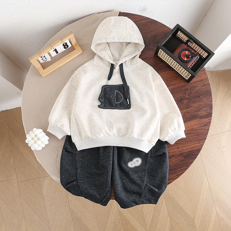 

Новый весенне-осенний комплект детского свободного худи - корейский стиль для мальчиков 130 cm светло-серый