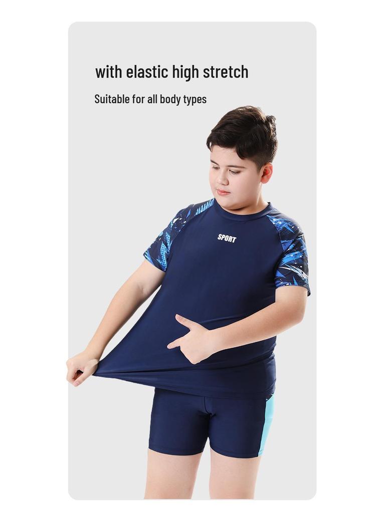 Boys' Two-Piece Swimsuit Set - 2025 Sun Protection Swimwear for Big Kids