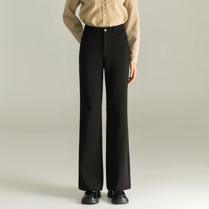 Mengshuya Women's High-Waist Slimming Knit Bootcut Trousers