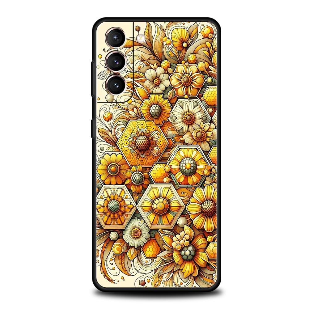 Honeybee Flower Pattern Phone Case Cover for Samsung Galaxy S26 S25 S24 S23 S22 S20 S21 FE Ultra S25 Edge Plus 5G Soft TPU Shell