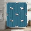 Adorable Farm Animal Print Shower Curtain Black White Cow Patterned Blue Fabric Bath Liner For Home Decor
