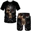 Men Skull 3D Printed Tees/Shorts/Suits Gothic Punk T-Shirt Casual Hip Hop Street Clothing Summer Joggers 2 Piece Sets