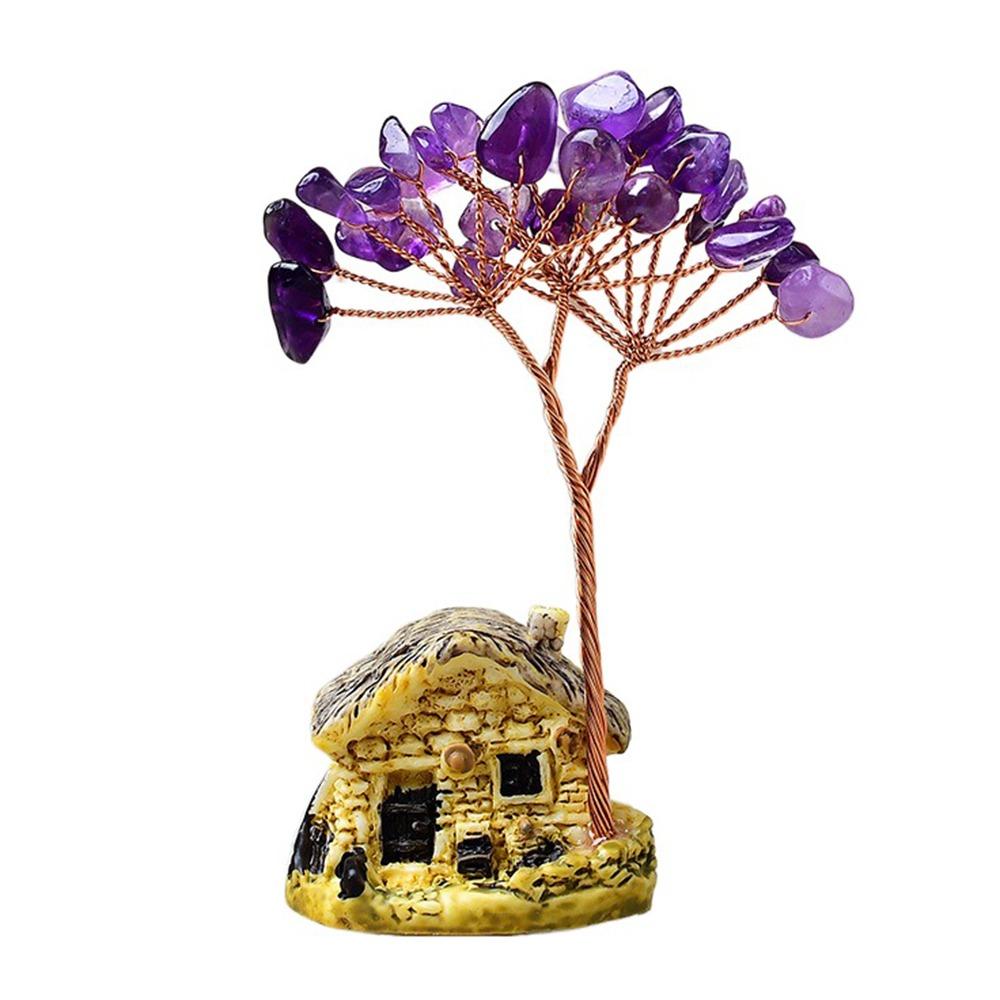 Creative Natural Crystal Tree Copper Wire Crystal Decorative Trees Fortune Tree Figurine  Desktop