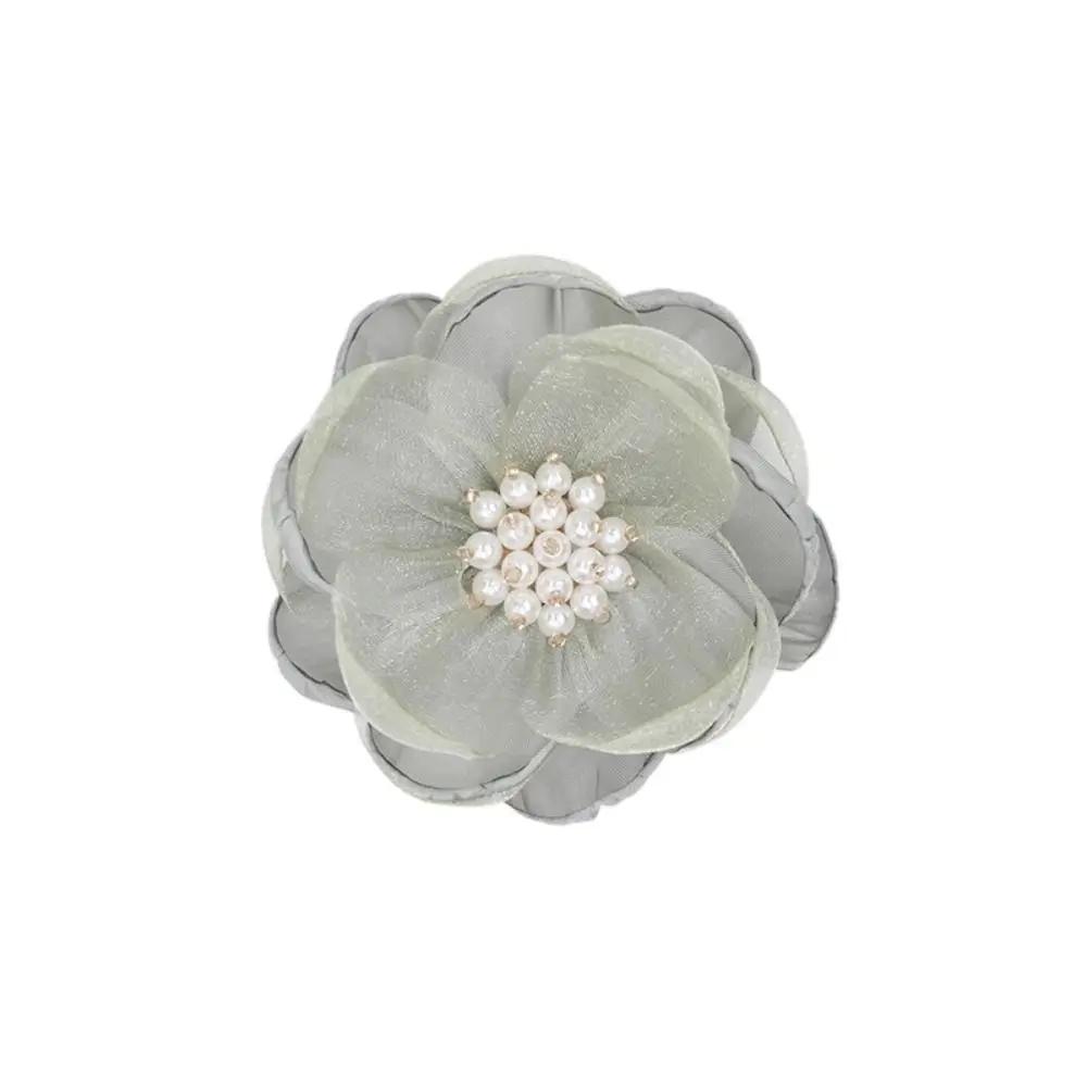 5Pcs Sewing Fabric 3D Chiffon Flower Beads Center DIY Artificial Flower Shoes Decor Hairpin DIY Sewing Applique