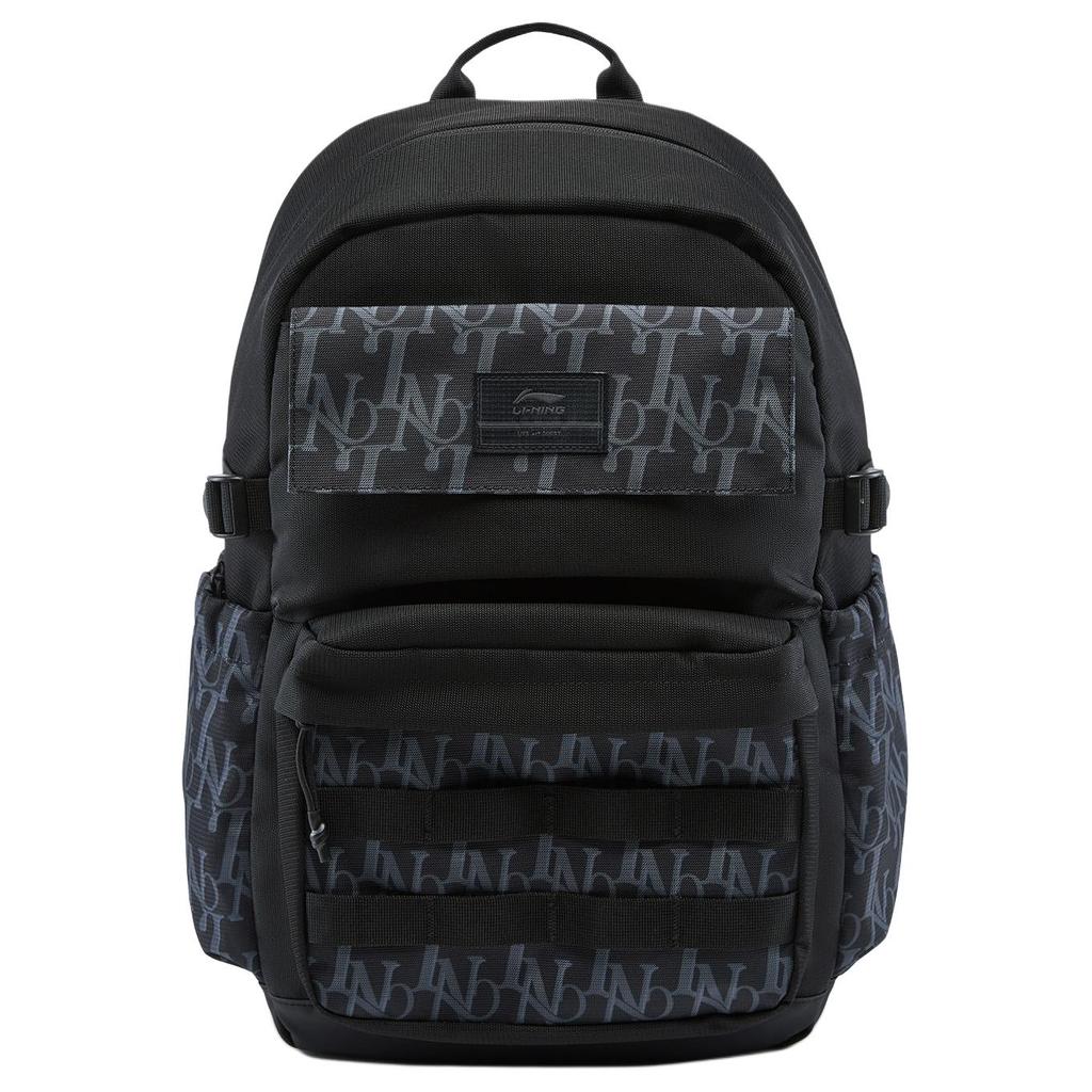 Li Ning Sports Lifestyle Series Letter Print Polyester Backpack Unisex Backpack Black ABSV327-1