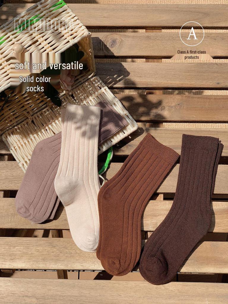 New Spring & Autumn Cotton Socks for Kids - Solid Color Short Socks for Boys & Girls