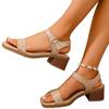 Retro Sandalen mit dickem Absatz Damen Sommer neue offene Zehen rutschfeste weiche Sohle Ein-Wort-Schnalle Damen Sandalen