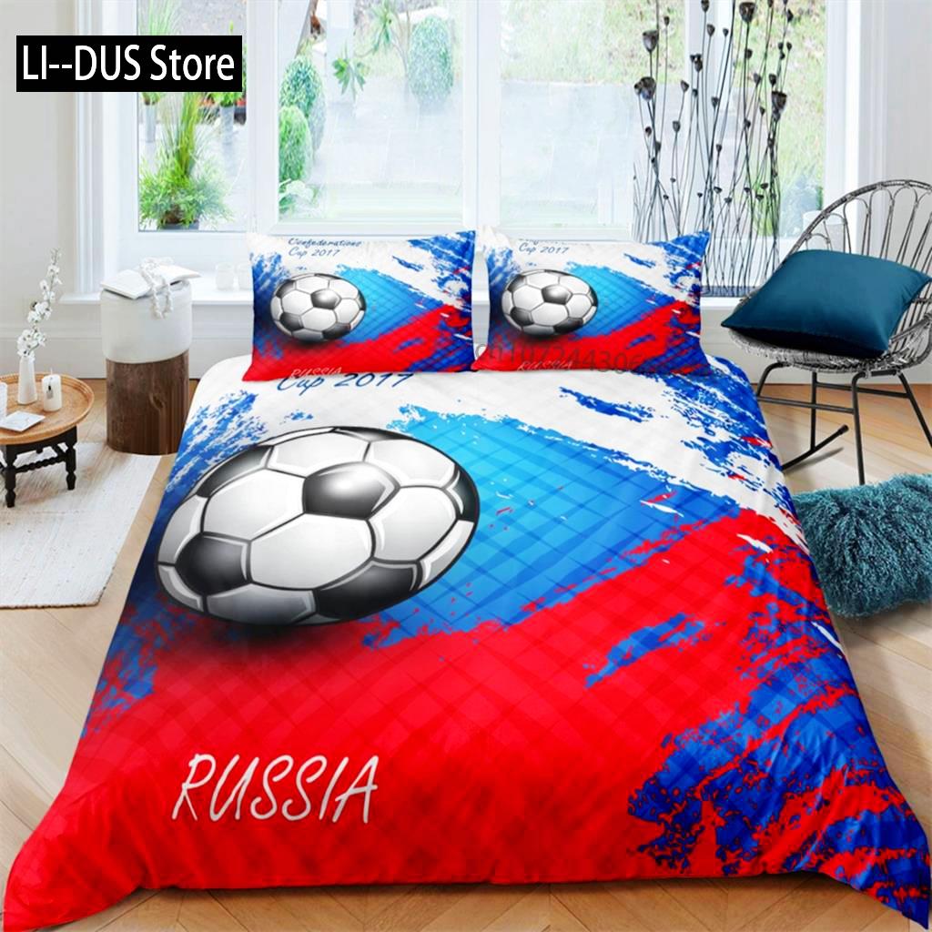 Flame Soccer Duvet Cover Set Football Polyester Comforter Cover For Kids Teens Boys Soccer Lover Bedding Set Bedroom Decoration