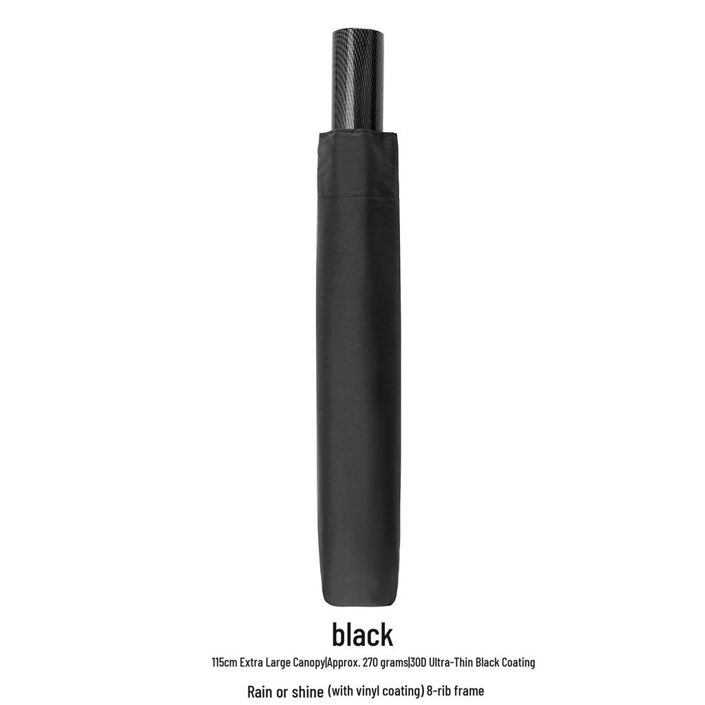 Ultra-Light Carbon Fiber Windproof Folding Umbrella, Extra Large, 8 Ribs, Black, for Men and Women