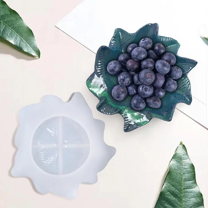 Leaf Plate Epoxy Resin Mold Fruit Candy Nut Storage Dish Silicone Mould DIY Crafts Jewelry Organizer Trinket Holder Mold