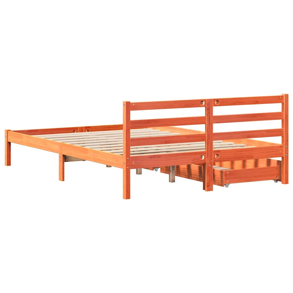 Solid Wood Bed Without Mattress Wax Brown 150 X 200 Cm Pine Wood
