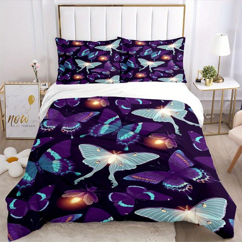 3pcs Butterfly Print Bedding Set, Suitable for Bedroom Decoration, (Includes 1 Duvet Cover And 2 Pillowcases, Quilt Not Included) Yy250822110