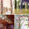 2/4Pcs Wisteria Vine 7ft Faux Flowers Silk Wisteria Garland Artificial Wisteria Vine Rattan Silk Hanging Flower for Home Garden