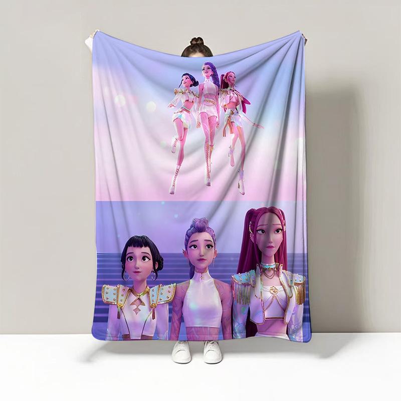 K-Pop Demon Hunters Blanket Hot Anime Flannel Blanket Fan Gift Suitable for Home Leisure Camping Travel Multifunctional Blanket
