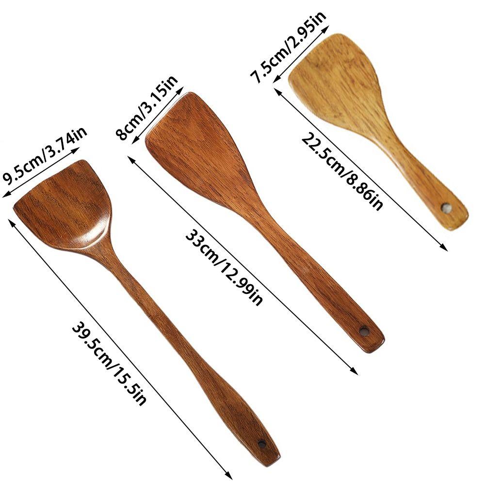 Durable Non-stick Wooden Spatula Anti-hot Non-slip Rice Spatula Long Handle Cooking Spatula