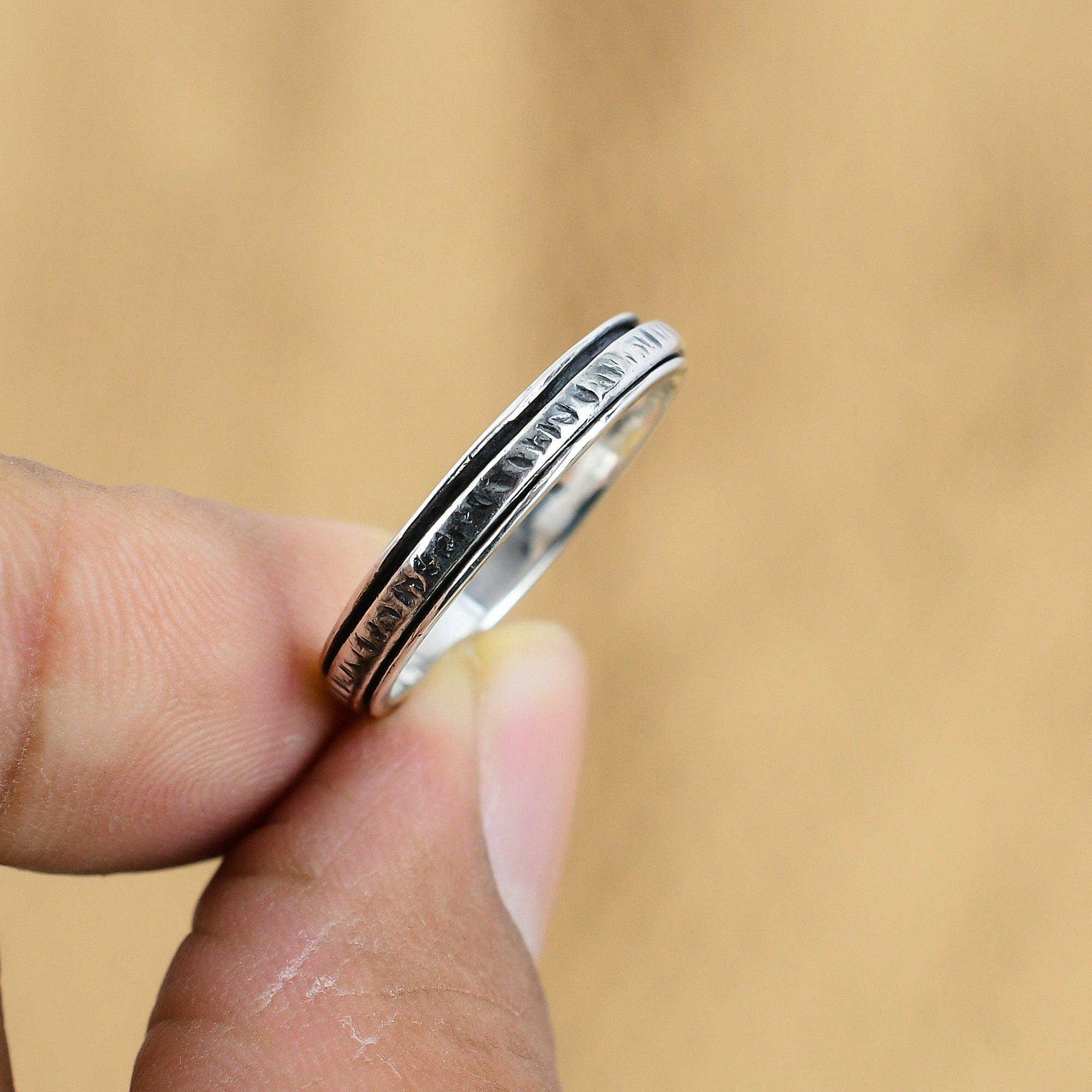 

Gift For Her 925 Sterling Silver Natural No Stone Gemstone Spinner Ring Size 9.5 No