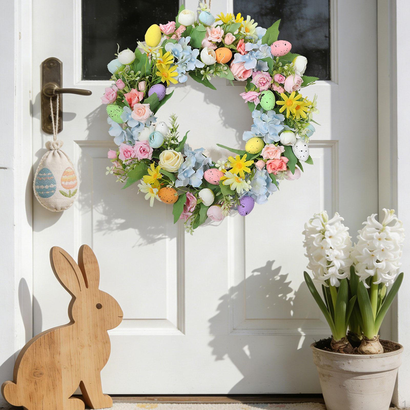 

Easter Wreath,Wall Hanging Ornament for Front Door Indoor Outdoor Decorative Artificial Wreath