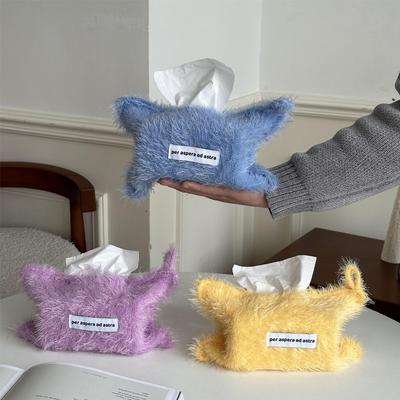 Einfarbig Nordischer Stil Plüschfaden Serviettenboxen Aufbewahrung Hochwertiger Plüsch Toilettenpapierhalter Taschentuchbeutel