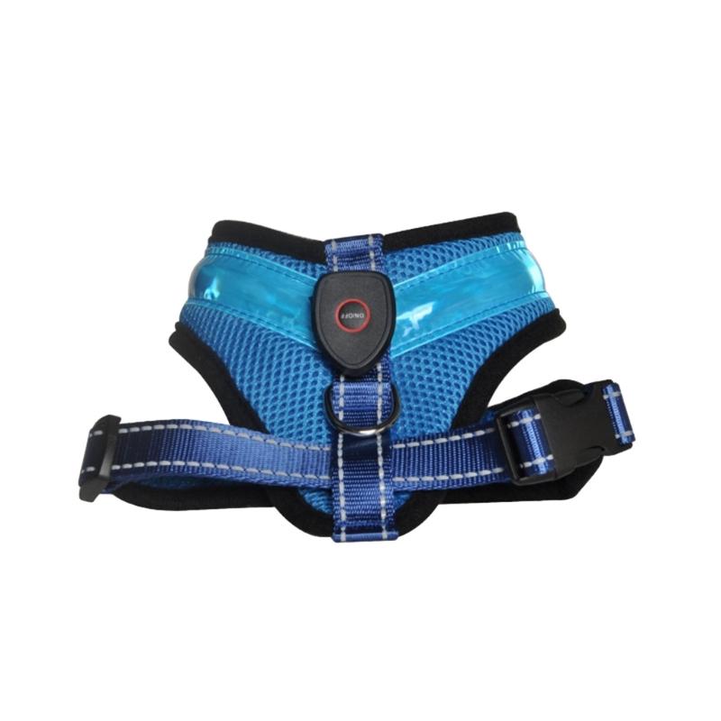 

Night LED Light Up Cat Dog Harness Leash Pet LED Dog Vest for Outdoor Walking S синій