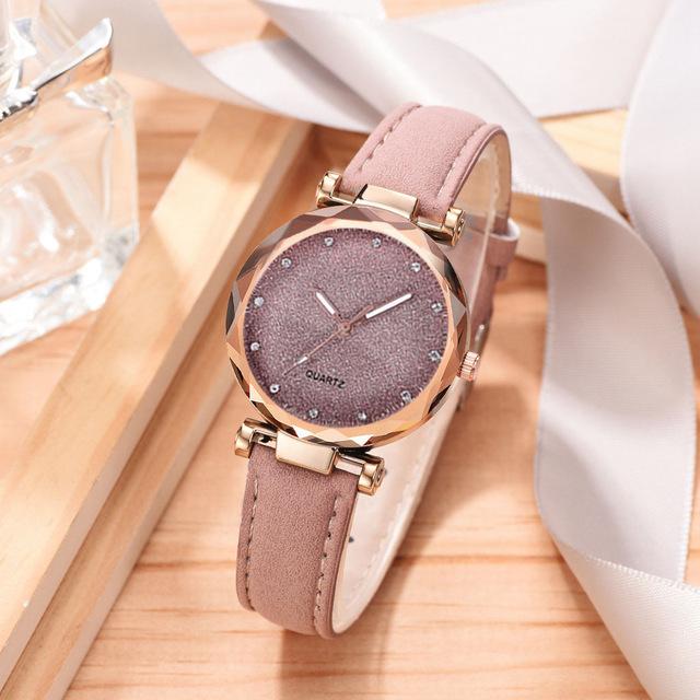

UTHAI BK99 Fashion Woman watch Starry Sky Dial Matte Belt Luminous Quartz Watch Light Luxury Clock Gift watches for woman