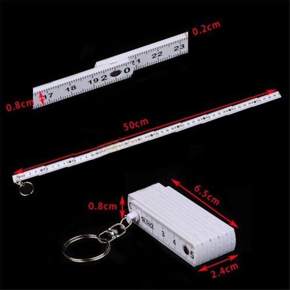 50cm Plastic Folding Key Finder Fold Measure Carpenter Measuring Tool Key Chains Key Ring