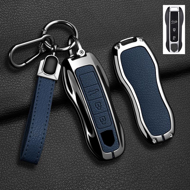 AABKR1 Zinc Alloy Leather Car Key Case for Porsche Cayenne 718 MACAN Panamera 911 Macan Boxster Cayman Cayenne Macan Keychain Key Case