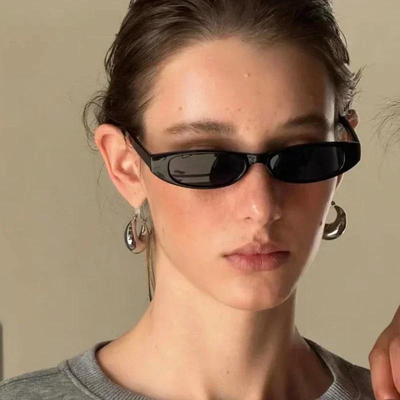 

Retro Narrow Cat Eye Sunglasses, Black Frame UV400 Shades, Tiny Rectangle Candy Color Eyewear for Men Women Street Style United States