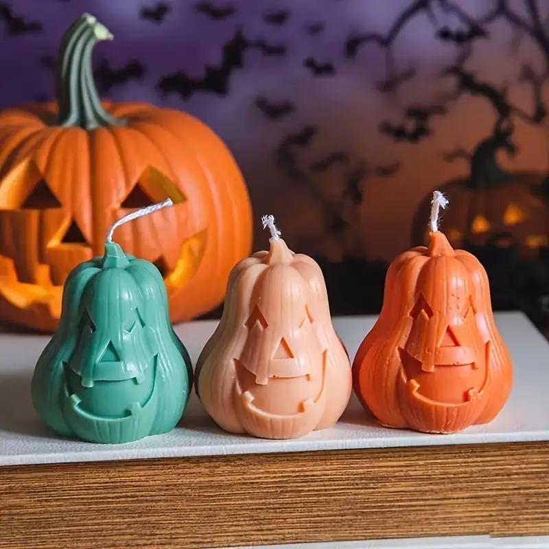 Halloween DIY Silicone Candle Mold Pumpkin Head Horror Theme 3d Aromatherapy Plaster Mold Spooky Creative Home Party Decoration