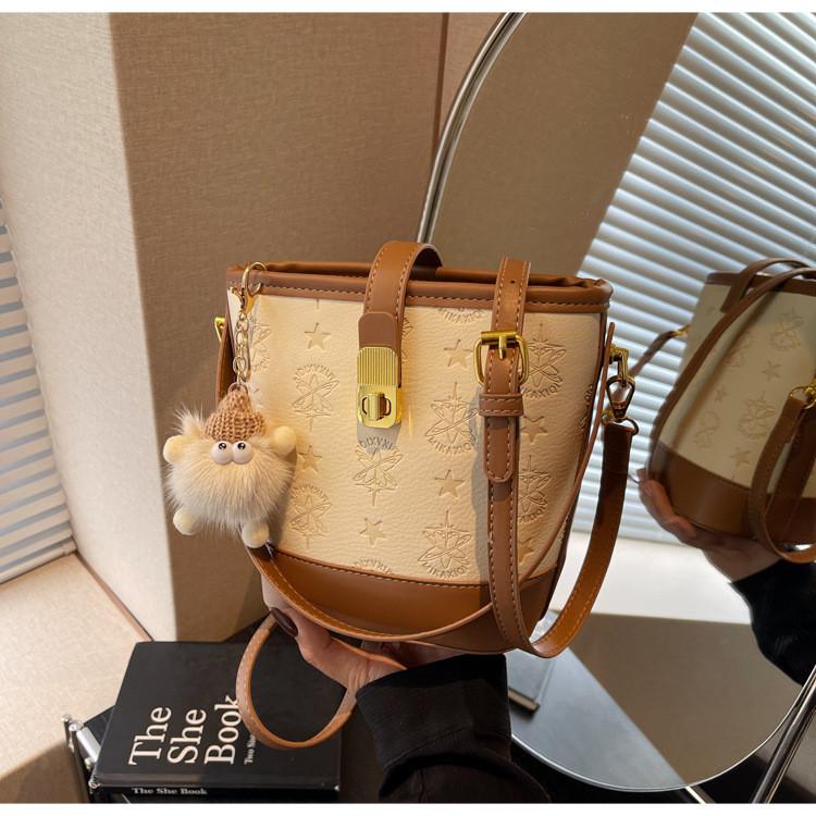 Ielgy Spring High-End Feel Handbag All-Match One-Shoulder Messenger Bucket Bag