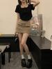 Short T-shirt women's summer new Korean version casual and thin inside student slim-fitting high-waisted student top trendy
