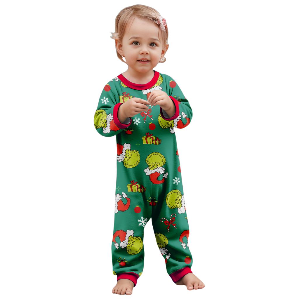 Christmas Print Cute Family Set Pajamas, Home Clothes, Family Set Long Sleeve Top Pants Set