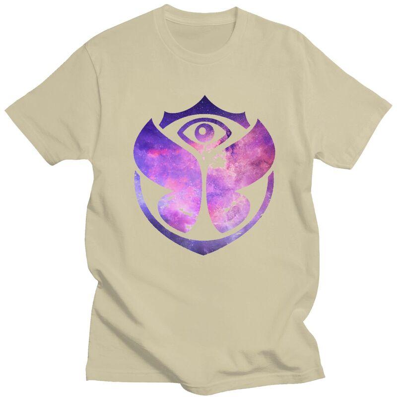 2025 Własny Przystojny Fioletowy Koszulka Tomorrowland Męska z Krótkim Rękawem Miękka Bawełniana Koszulka Nadruk Modne Koszulki