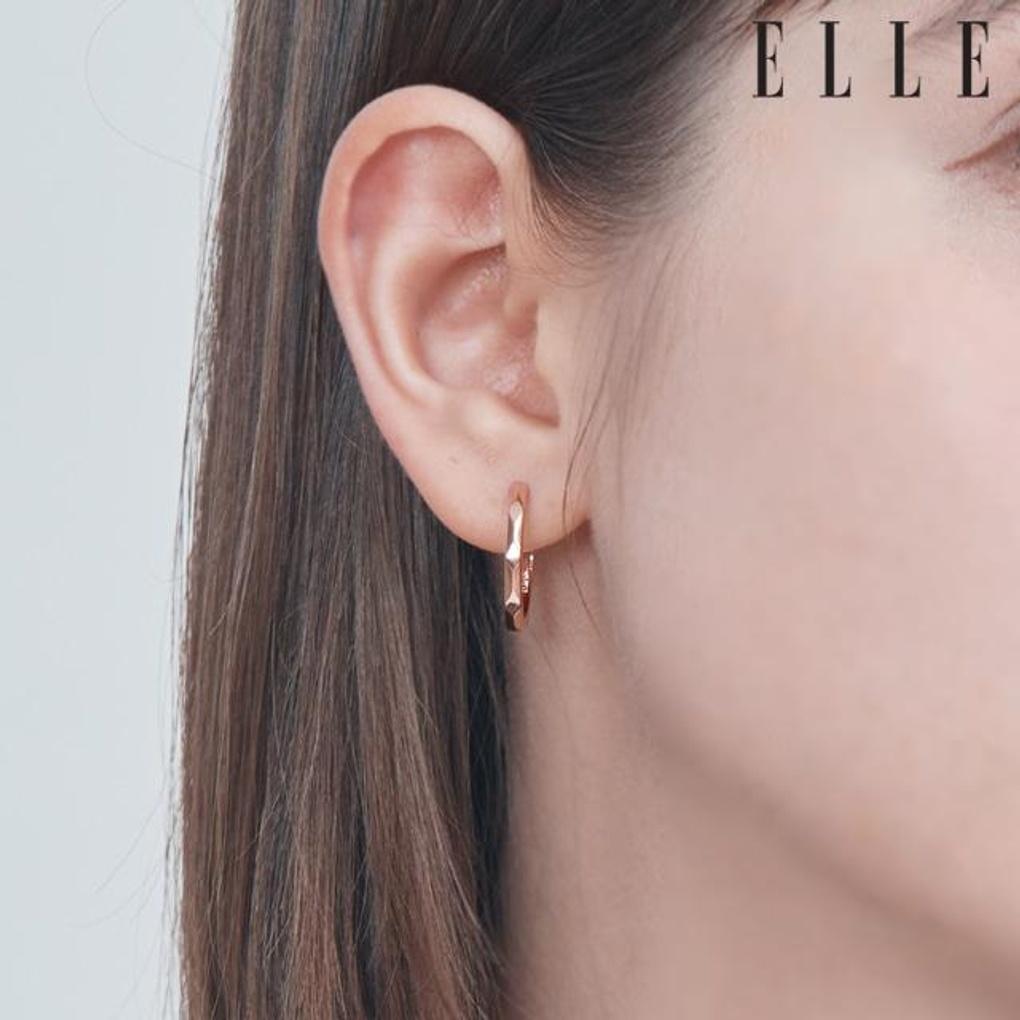 [ELLE Jewelry] 14K Gold-Plated Cut Ring Earrings ELGPEE514