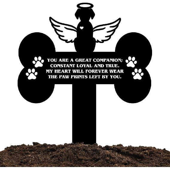 Cat Grave Marker Outdoor Memorial – 12in Metal Pet Memorial Plaque with Garden Cat Silhouette, Weatherproof Headstone for Yard or Indoor Tribute,
