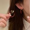 Elegant Retro Hong Kong Style Angora Red Hoop Earrings for Women