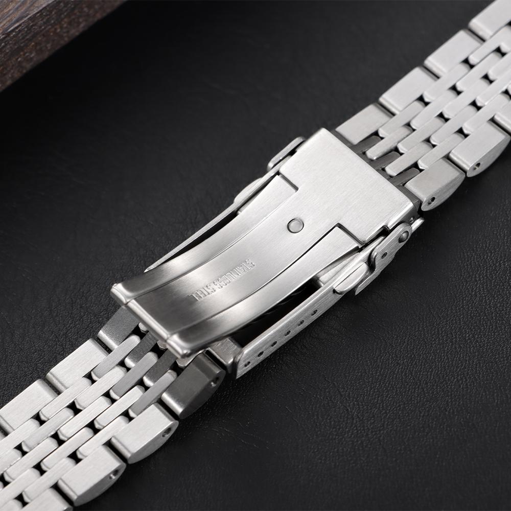20mm 22mm pro Seiko Luxusní Pevný Nerezový Pásek pro Jubilee Zakřivený Konec Náramek pro Muže Nastavitelná Skládací Přezka Řemínky