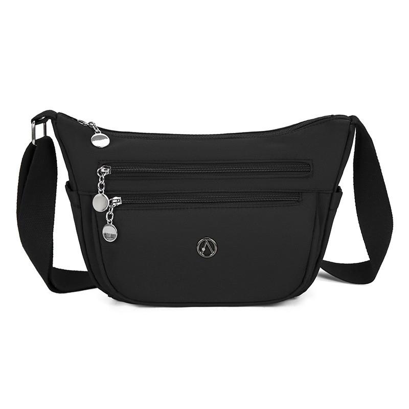Stylish Nylon Crossbody Bag With Sewn Details And Inner Pocket For Casual Outings