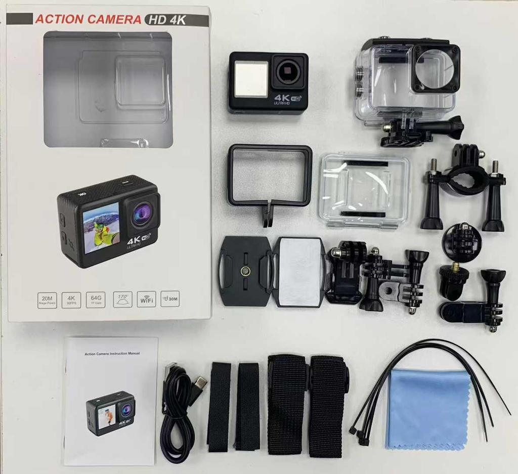 4K Dual-Screen Waterproof Action Camera for Cycling, Climbing, and Surfing with WiFi