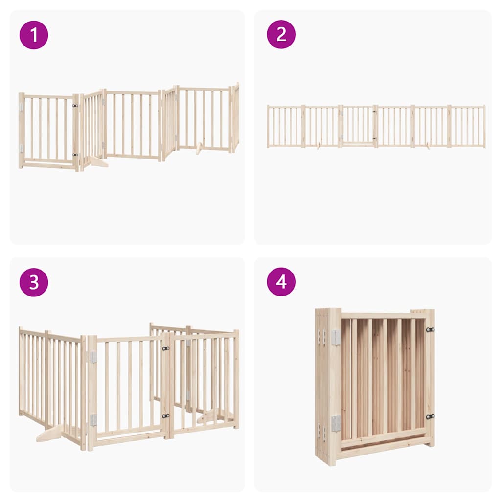 Vidaxl Foldable Dog Gate, With Door, 6 Panels 300 Cm, Wooden