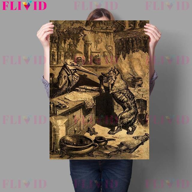 

Летающая Ведьма и Хэллоуин Призрак Ретро Настенное Искусство Холст Картина Эльф Эльф Концерт Арт Плакат