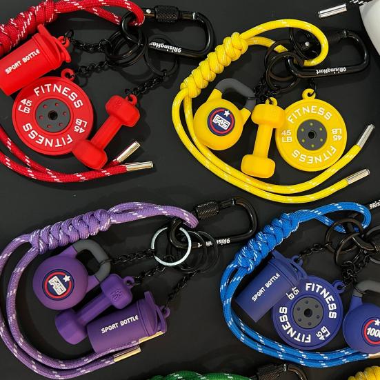 Fitness Schlüsselanhänger Gym Liebhaber Hantel Langhantel Wasserbecher Schlüsselanhänger Silikon Gewicht