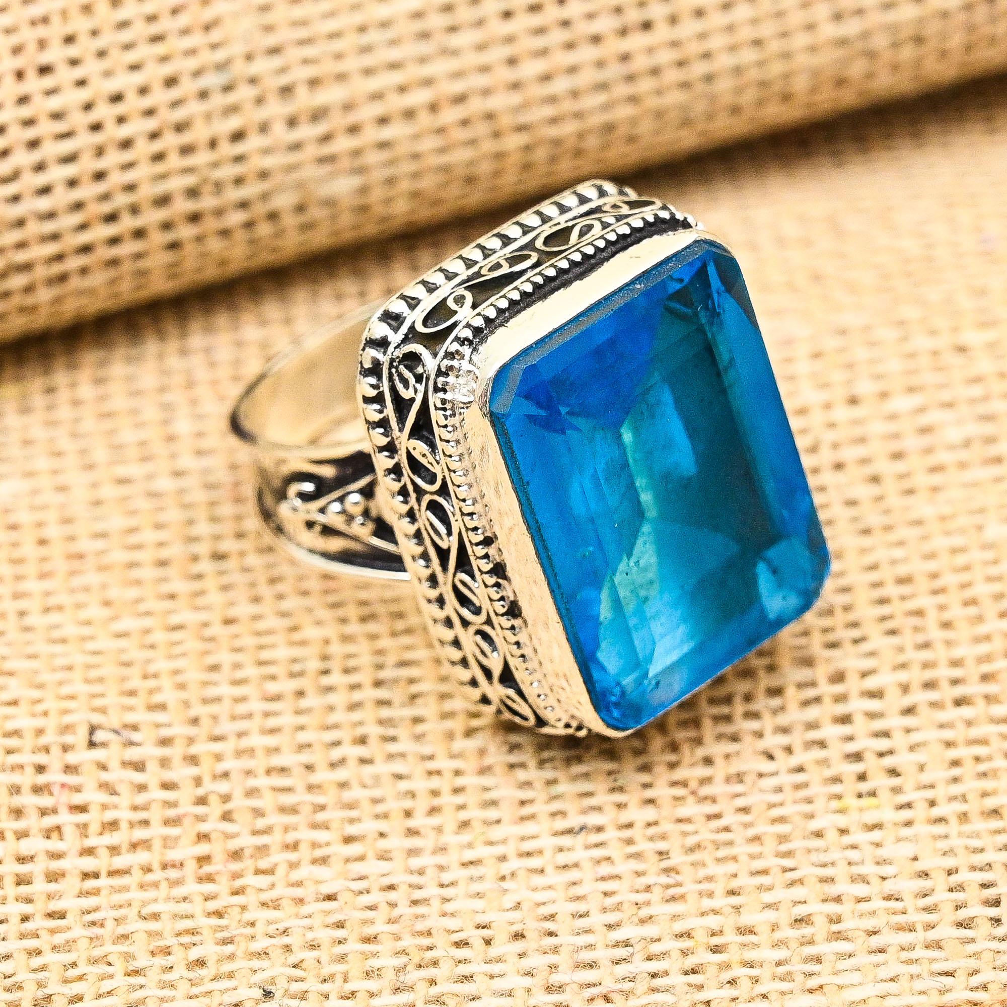 

Удивительный голубой топаз драгоценный камень ручной работы из стерлингового серебра 925 пробы ювелирные изделия для подарка 12 синий