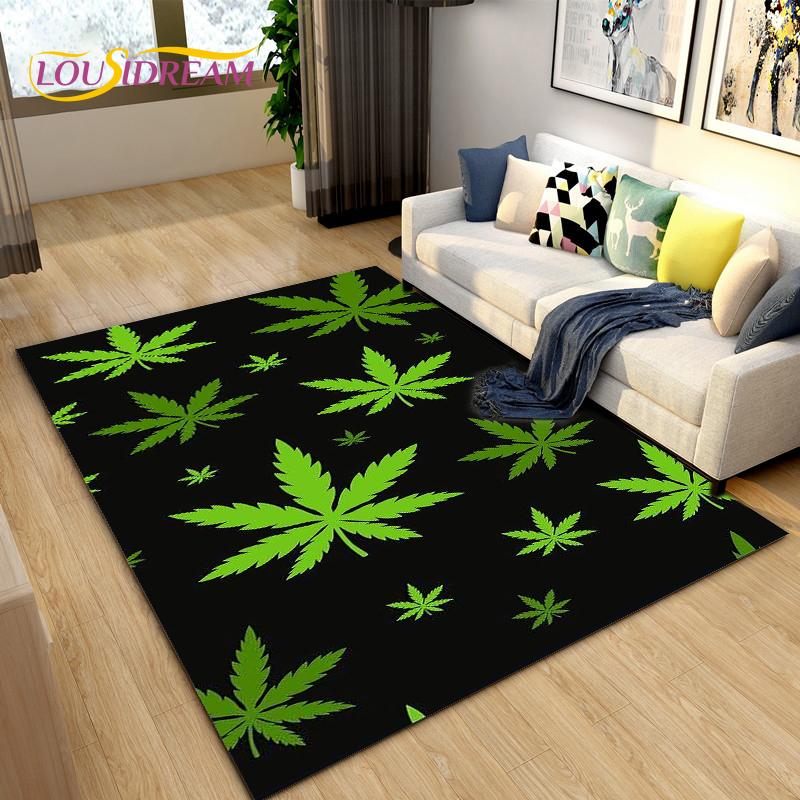 Reggae Music Jamaican Style Maple Leaf Area Rug,Carpet Rug for Living Room Bedroom Sofa Decoration,Kitchen Non-slip Floor Mat